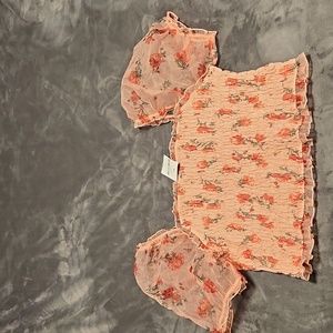 Pink Flower Crop Top Size 2X Forever 21